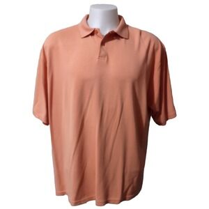 Basic Concepts Polo‎ Shirt Men's Size XL Orange Ribbed Short Sleeve Casual Retro